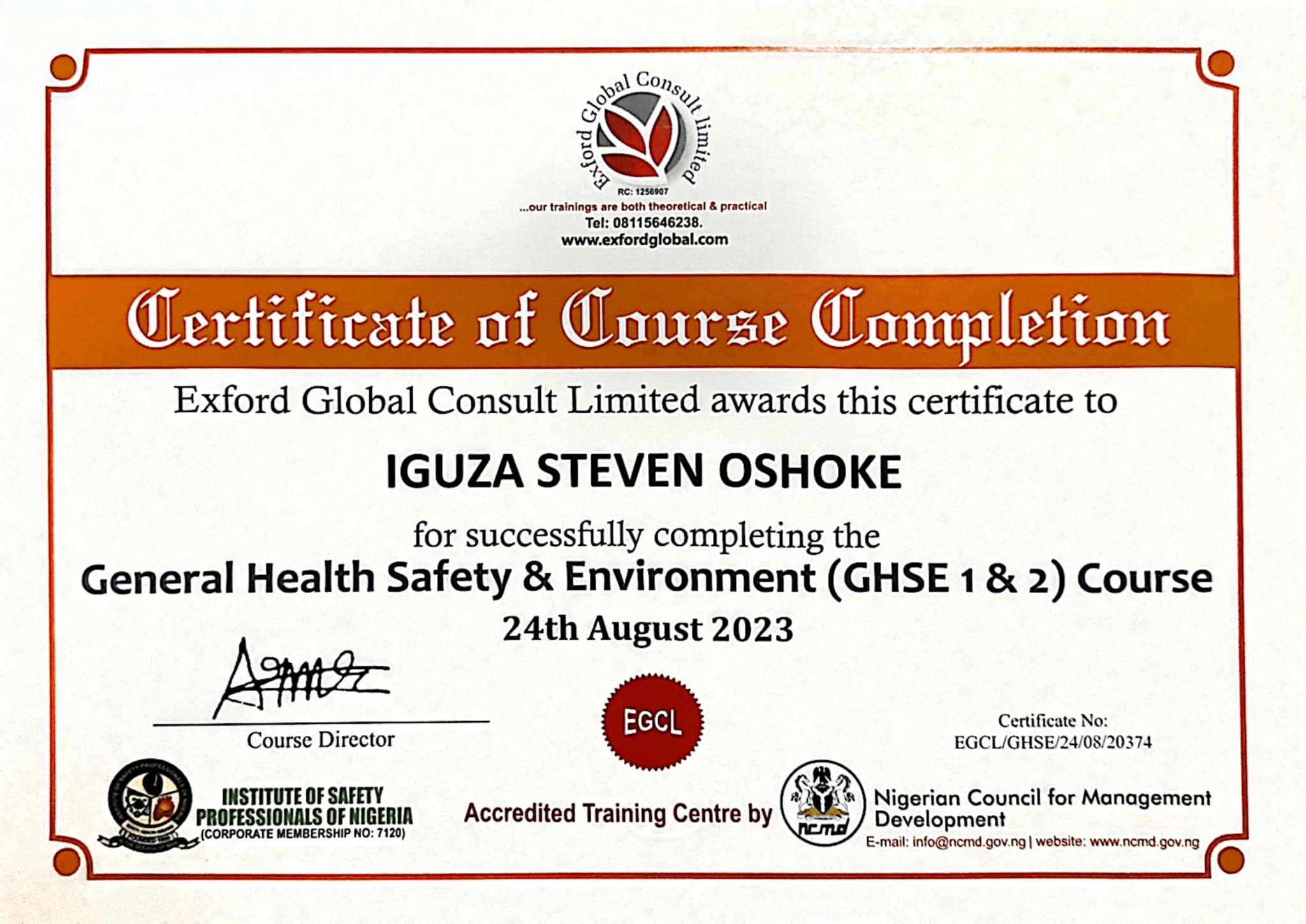 Exford Global General Health Safety & Environment Course